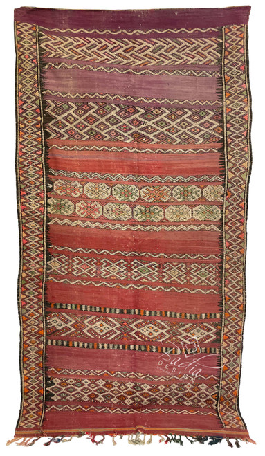 Multi-Color Vintage Moroccan Kilim Rug - R0265