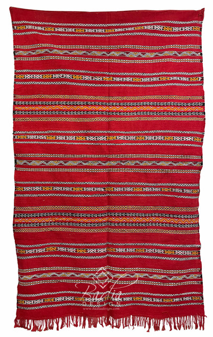 Red Multi-Color Handmade Moroccan Kilim Rug - R0272