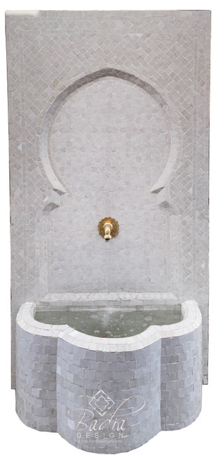 Large Solid White Mosaic Water Fountain - MF825