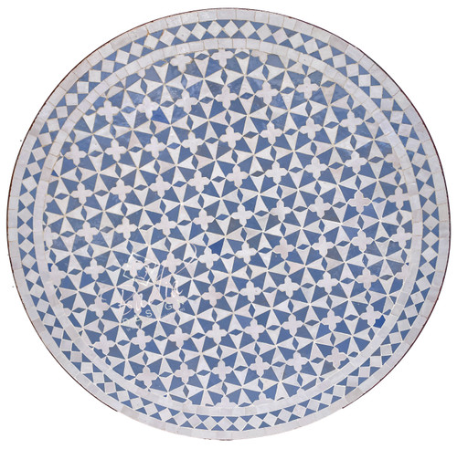 32 Inch Blue and White Ceramic Tile Table Top - MTR603