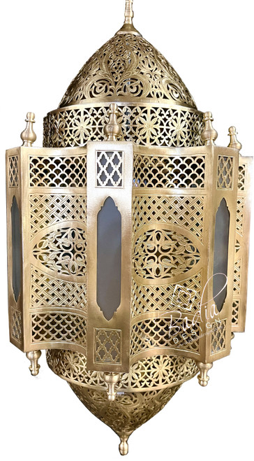 Handcrafted Brass Chandelier with White Glass Panels - CH359