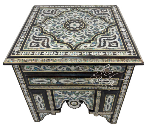 Elegant White Mother of Pearl Moroccan Square Accent Table - MOP-ST171