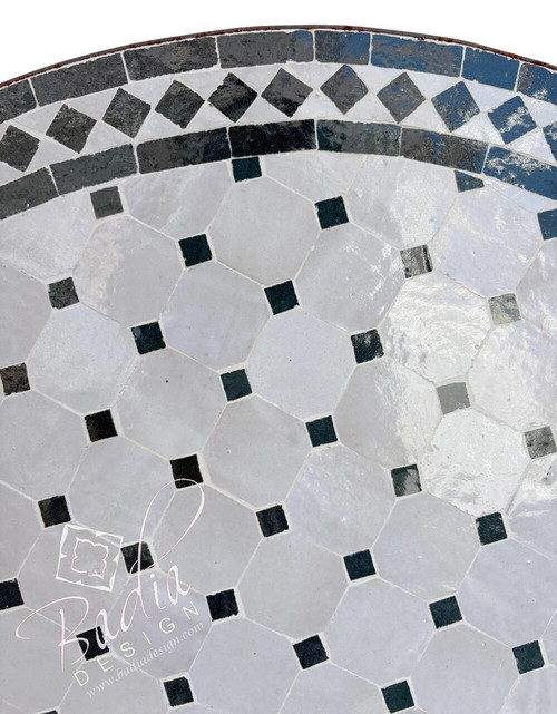 36 Inch Green and Off White Tile Table Top - MTR675