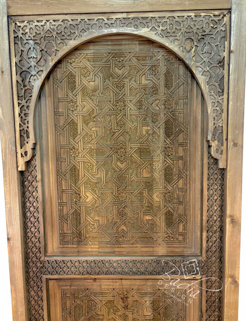 Stained Hand Carved Wooden Door - CWD068