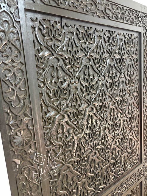 Dark Stained Hand Carved Wooden Door - CWD072 Dark Stained Hand Carved Wooden Door - CWD072
