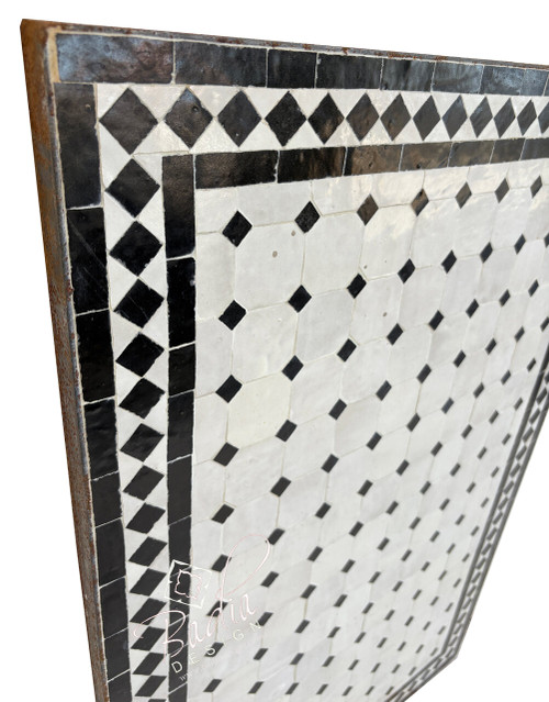 24" x 36" Rectangular Shaped Black and White Tile Table Top - MT844 24" x 36" Rectangular Shaped Black and White Tile Table Top - MT844