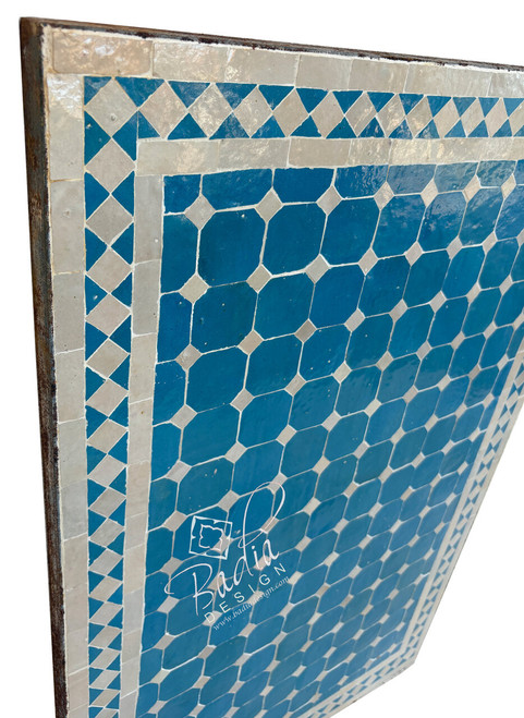 24" x 36" Rectangular Bright Blue and White Tile Table Top - MT845 24" x 36" Rectangular Bright Blue and White Tile Table Top - MT845