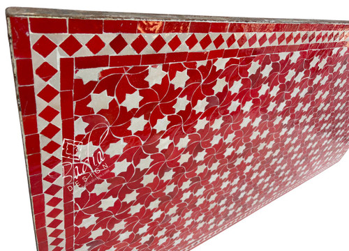 80" x 40" Red and White Intricately Designed Rectangular Tile Table Top - MT851 80" x 40" Red and White Intricately Designed Rectangular Tile Table Top - MT851