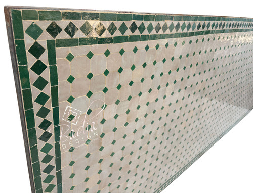 95" x 40" Large Green and Beige Rectangular Shaped Tile Table Top - MT852 95" x 40" Large Green and Beige Rectangular Shaped Tile Table Top - MT852