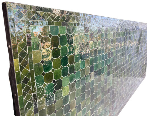 95" x 40" Moroccan Green Tile Table with Natural Shade Variations - MT855 95" x 40" Moroccan Green Tile Table with Natural Shade Variations - MT855