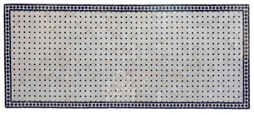95" x 40" Moroccan Mosaic Blue and Off-White Tile Table - MT857 95" x 40" Moroccan Mosaic Blue and Off-White Tile Table - MT857