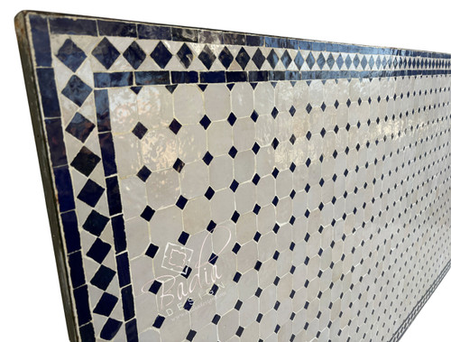 95" x 40" Moroccan Mosaic Blue and Off-White Tile Table - MT857 95" x 40" Moroccan Mosaic Blue and Off-White Tile Table - MT857