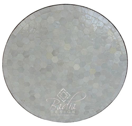 24 Inch Round Off-White Tile Table Top - MTR690 24 Inch Round Off-White Tile Table Top - MTR690