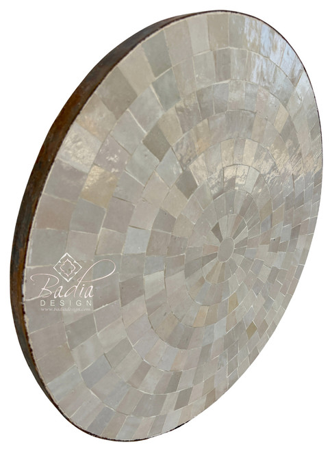 24 Inch Round Beige Multi-Shade Tile Table Top - MTR691 24 Inch Round Beige Multi-Shade Tile Table Top - MTR691
