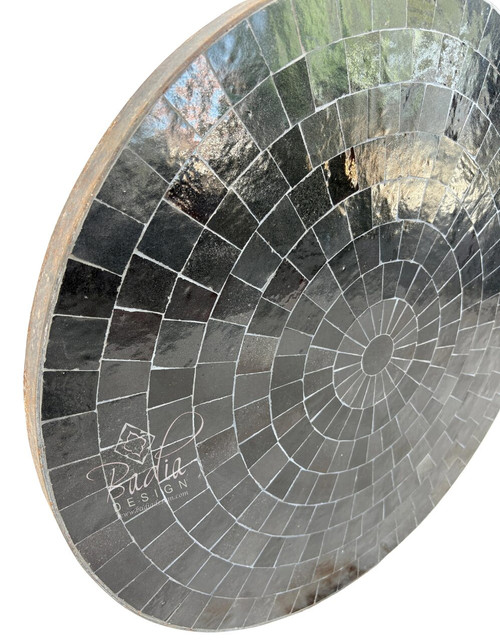 24 Inch Round Solid Black Tile Table Top - MTR692 24 Inch Round Solid Black Tile Table Top - MTR692