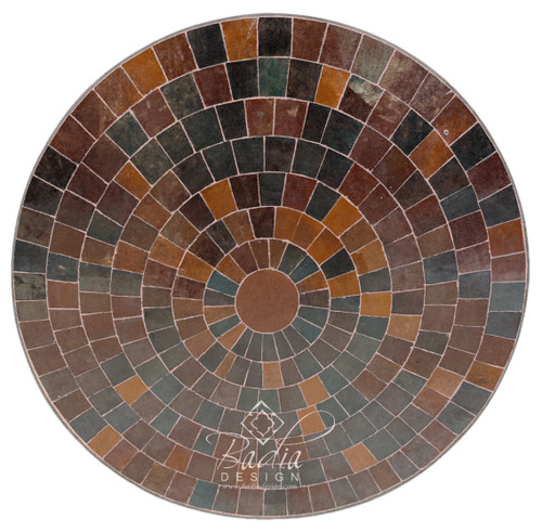 24 Inch Round Brown Multi-Shade Tile Table Top - MTR695 24 Inch Round Brown Multi-Shade Tile Table Top - MTR695