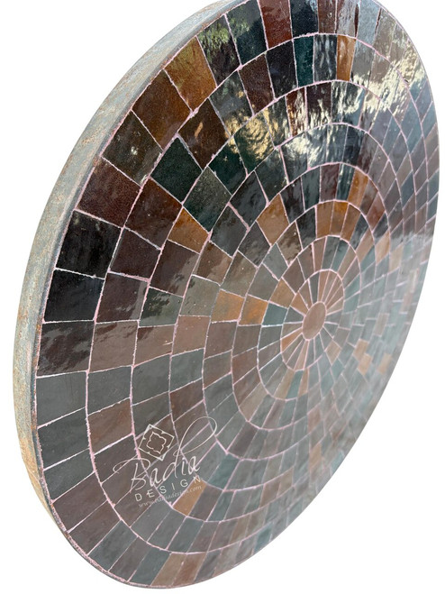 24 Inch Round Brown Multi-Shade Tile Table Top - MTR695 24 Inch Round Brown Multi-Shade Tile Table Top - MTR695