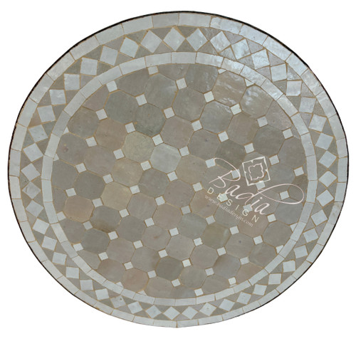 24 Inch Round Beige and Off-White Tile Table Top - MTR699 24 Inch Round Beige and Off-White Tile Table Top - MTR699