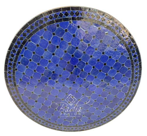 36 Inch Dark Blue Mosaic Tile Table Top - MTR702 36 Inch Dark Blue Mosaic Tile Table Top - MTR702