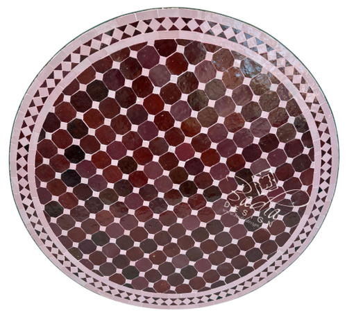 36 Inch Round Burgundy and Soft Pink Tile Table Top - MTR706 36 Inch Round Burgundy and Soft Pink Tile Table Top - MTR706