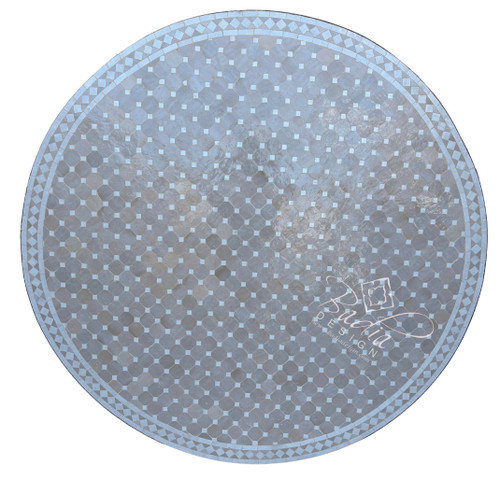 60 Inch Moroccan Round Beige and Off-White Tile Table - MTR711 60 Inch Moroccan Round Beige and Off-White Tile Table - MTR711