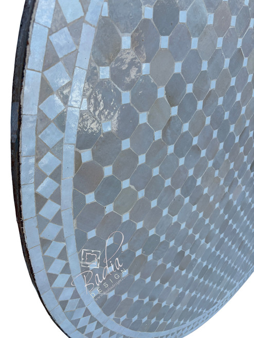 60 Inch Moroccan Round Beige and Off-White Tile Table - MTR711 60 Inch Moroccan Round Beige and Off-White Tile Table - MTR711