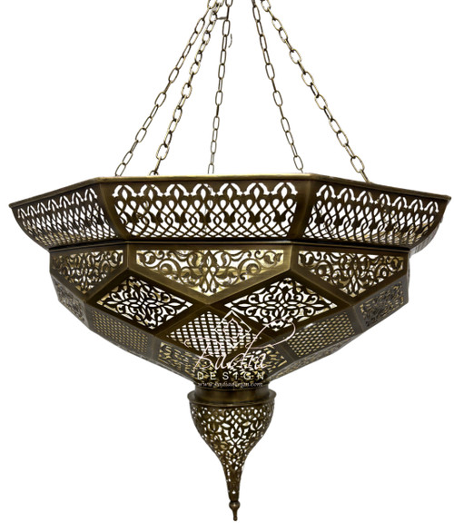 Multi-Tiered Brass Chandelier with Geometric Designs - CH369 Multi-Tiered Brass Chandelier with Geometric Designs - CH369
