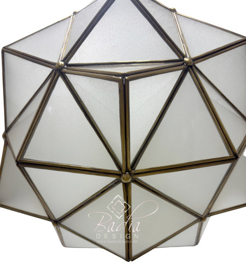 Moroccan Geometric Brass and Glass Lantern - LIG552 Moroccan Geometric Brass and Glass Lantern - LIG552