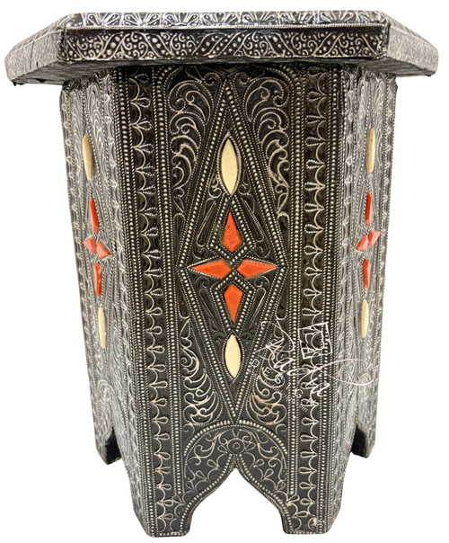 Small Octagon Shaped Metal and Bone Side Table with Glass Top - MB-ST075 Small Octagon Shaped Metal and Bone Side Table with Glass Top - MB-ST075