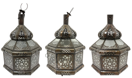 Hanging Glass Lanterns with Geometric Designs - LIG560 Hanging Glass Lanterns with Geometric Designs - LIG560