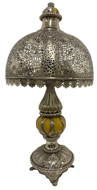 Intricately Designed Silver and Ceramic Desktop Lamp - LIG562 Intricately Designed Silver and Ceramic Desktop Lamp - LIG562