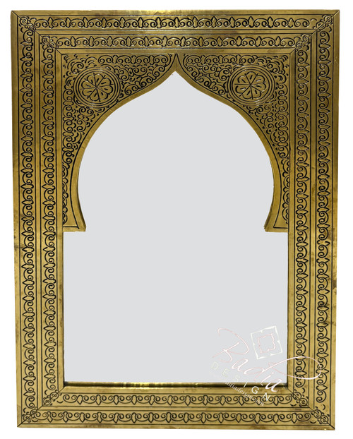 Rectangular Shaped Brass Engraved Mirror - M-EM040 Rectangular Shaped Brass Engraved Mirror - M-EM040