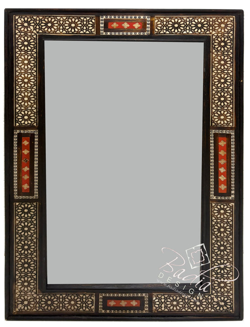 Rectangular Wooden Frame Bone Inlay Mirror - M-MB123 Rectangular Wooden Frame Bone Inlay Mirror - M-MB123