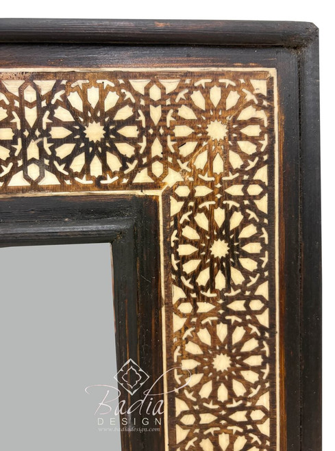 Rectangular Wooden Frame Bone Inlay Mirror - M-MB123 Rectangular Wooden Frame Bone Inlay Mirror - M-MB123