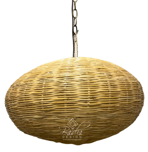 Handwoven Oval Shaped Raffia Lantern - RAF012