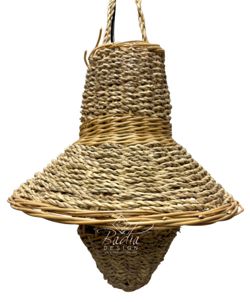 Bell and Cone Shaped Raffia Lantern - RAF022