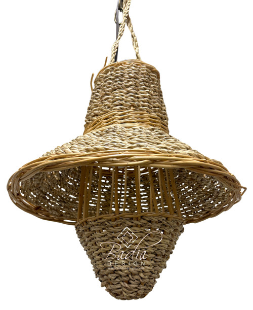 Bell and Cone Shaped Raffia Lantern - RAF022