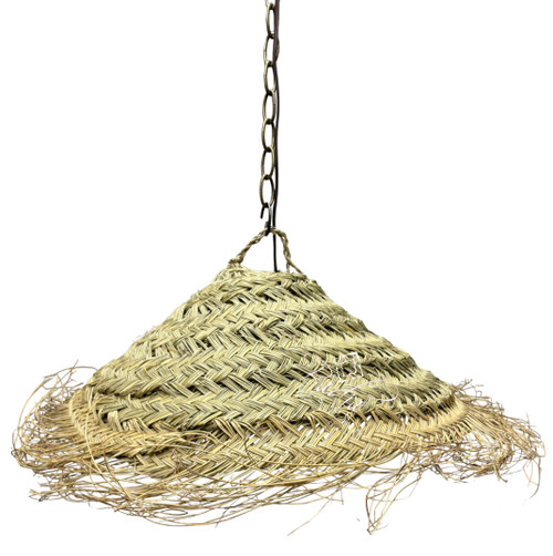 Wide Cone Shaped Raffia Lantern - RAF025