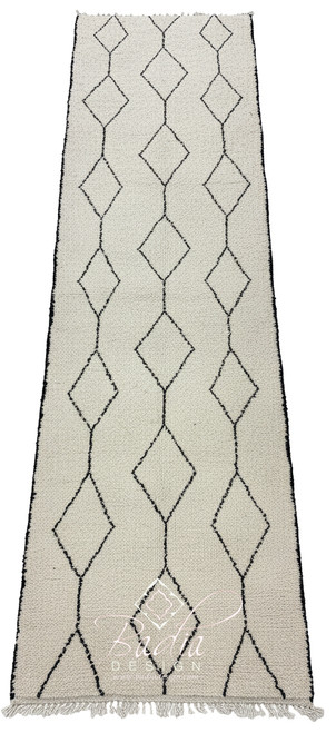 50" W x 222" H - Classic Berber Neutral Color Runner Rug with Geometric Designs - R0515