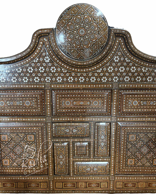 Mother of Pearl Inlay Throne Bench with Upholstered Seat - MOP-CH039