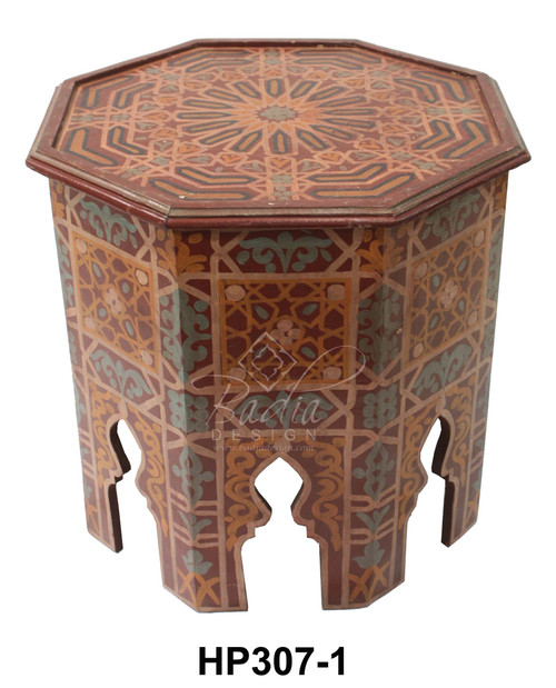 Hand Painted Octagon Shaped Side Table - HP307