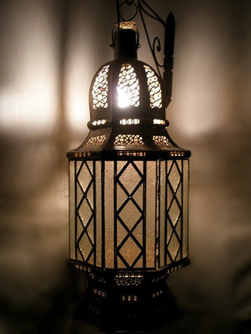 Brass Lantern with Frosted Color Glass - LL070
