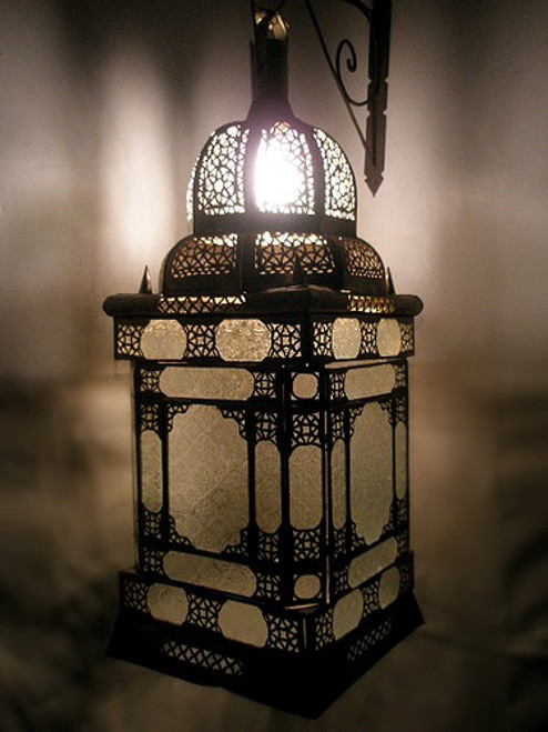 Brass Lantern with Frosted Color Glass - LL071