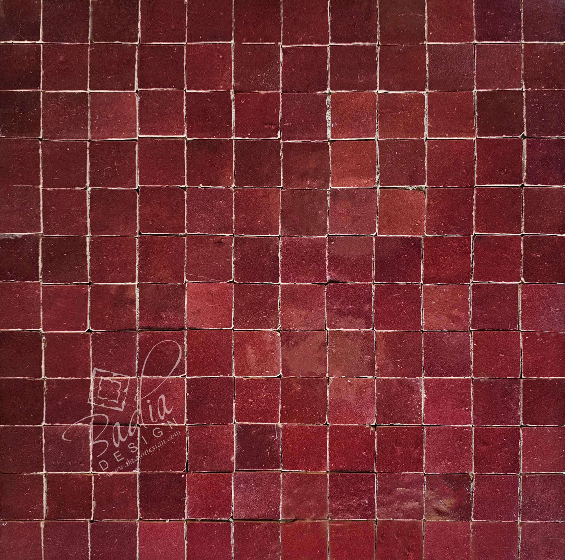 Moroccan Burgundy Glazed Zellige Mosaic Tile from Badia Design Inc.