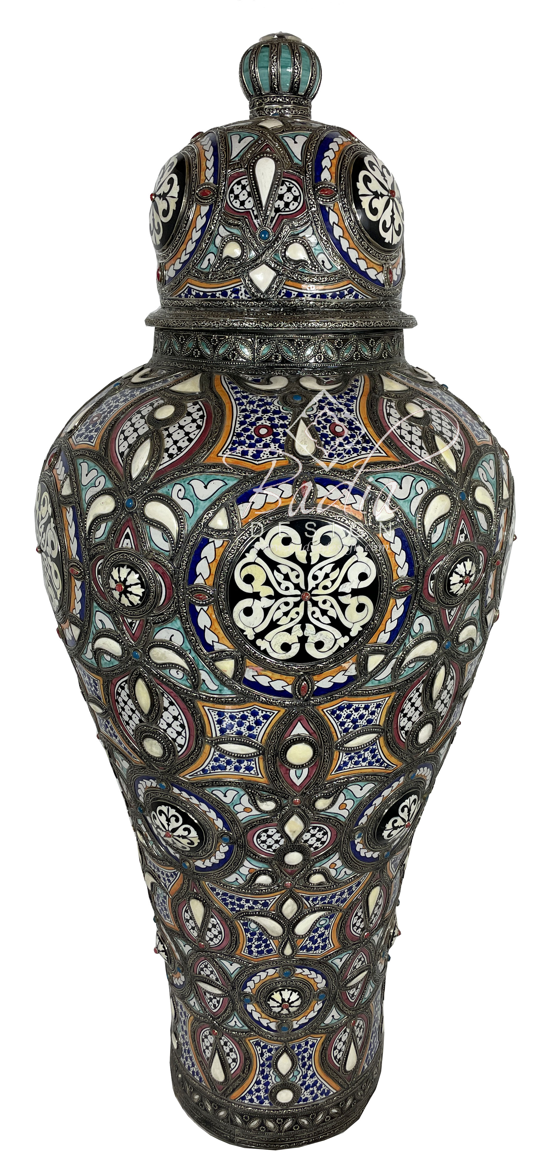 moroccan-multi-color-ceramic-metal-and-bone-urn-va093.jpg