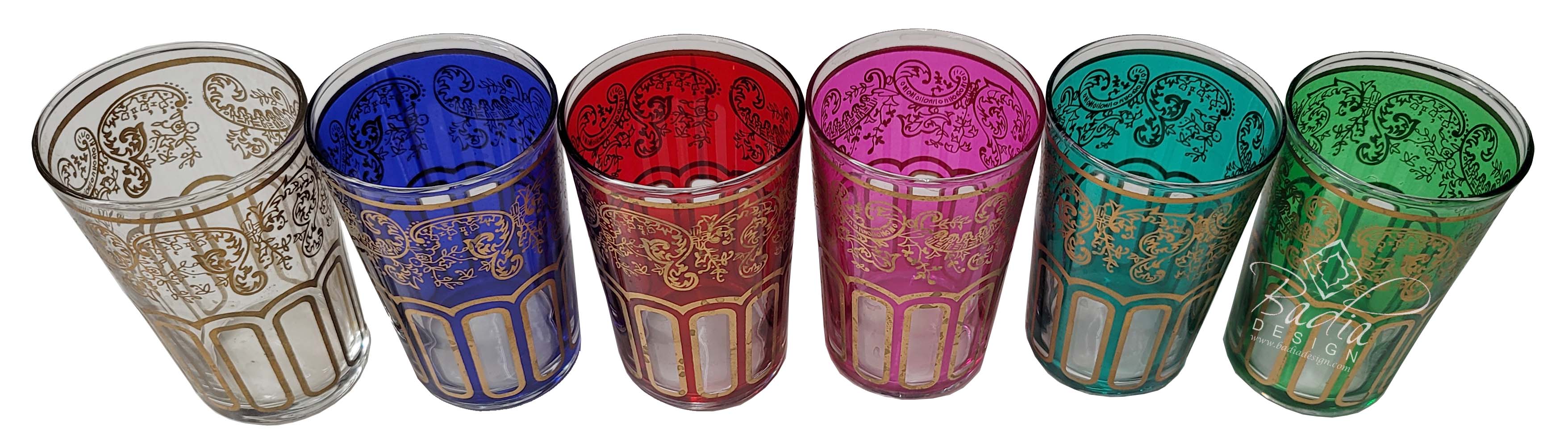 Moroccan Tea Glasses Morjana Pink (Set of 6)