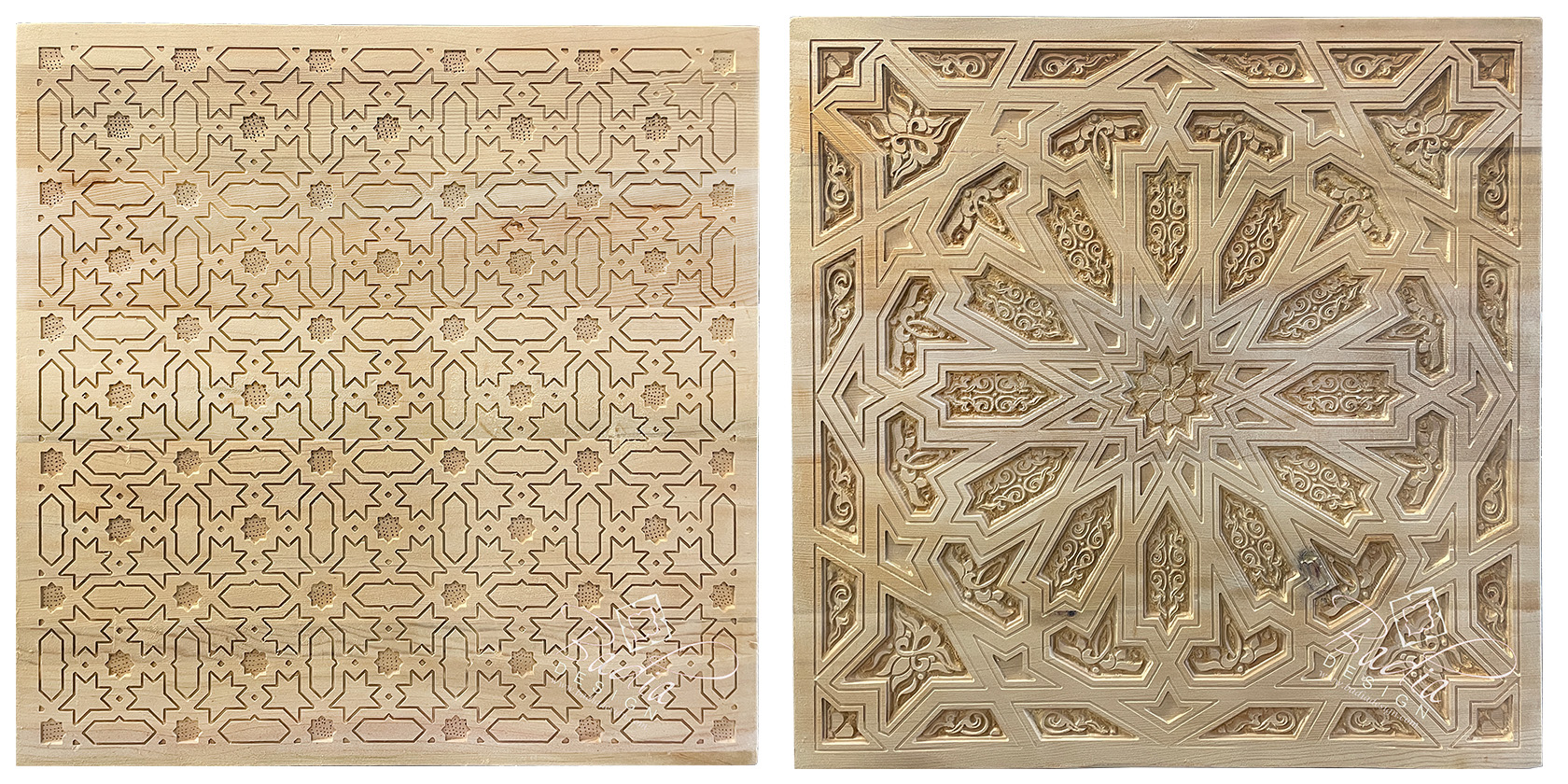 Moroccan Square Hand Carved Wooden Panel from Badia Design Inc.