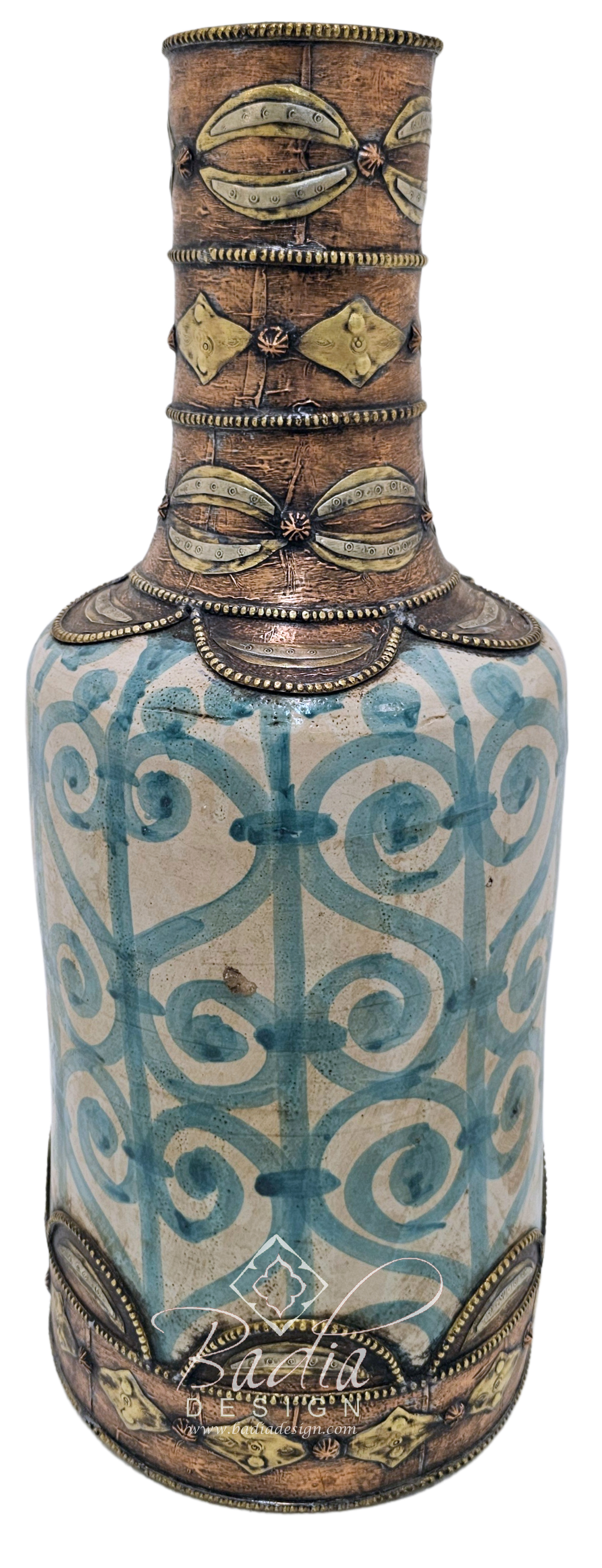 small-white-and-teal-color-ceramic-urn-with-bronze-metal-design-va129-1a.jpg