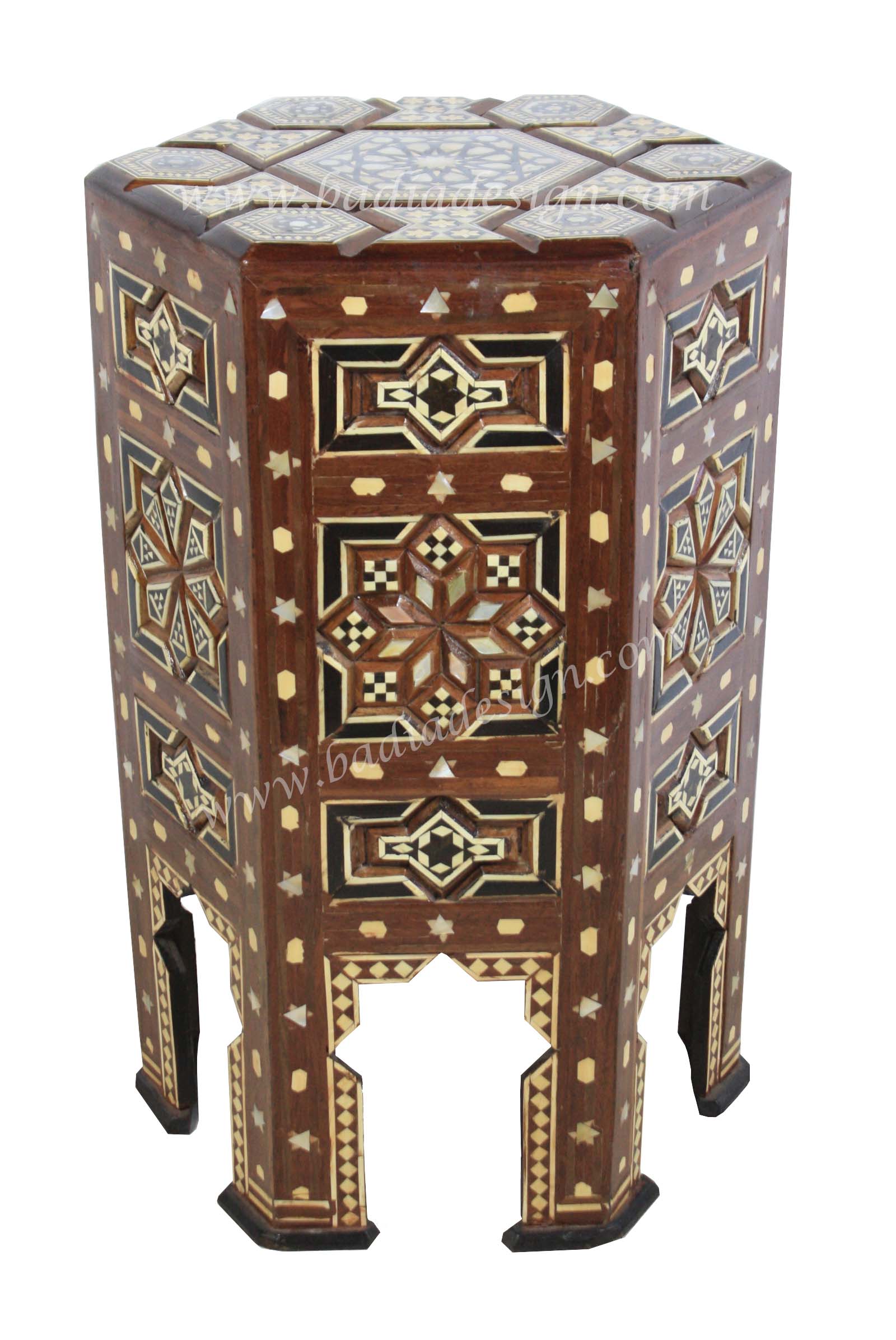 Syrian Style Side Table with Intricate Designs from Badia Design Inc