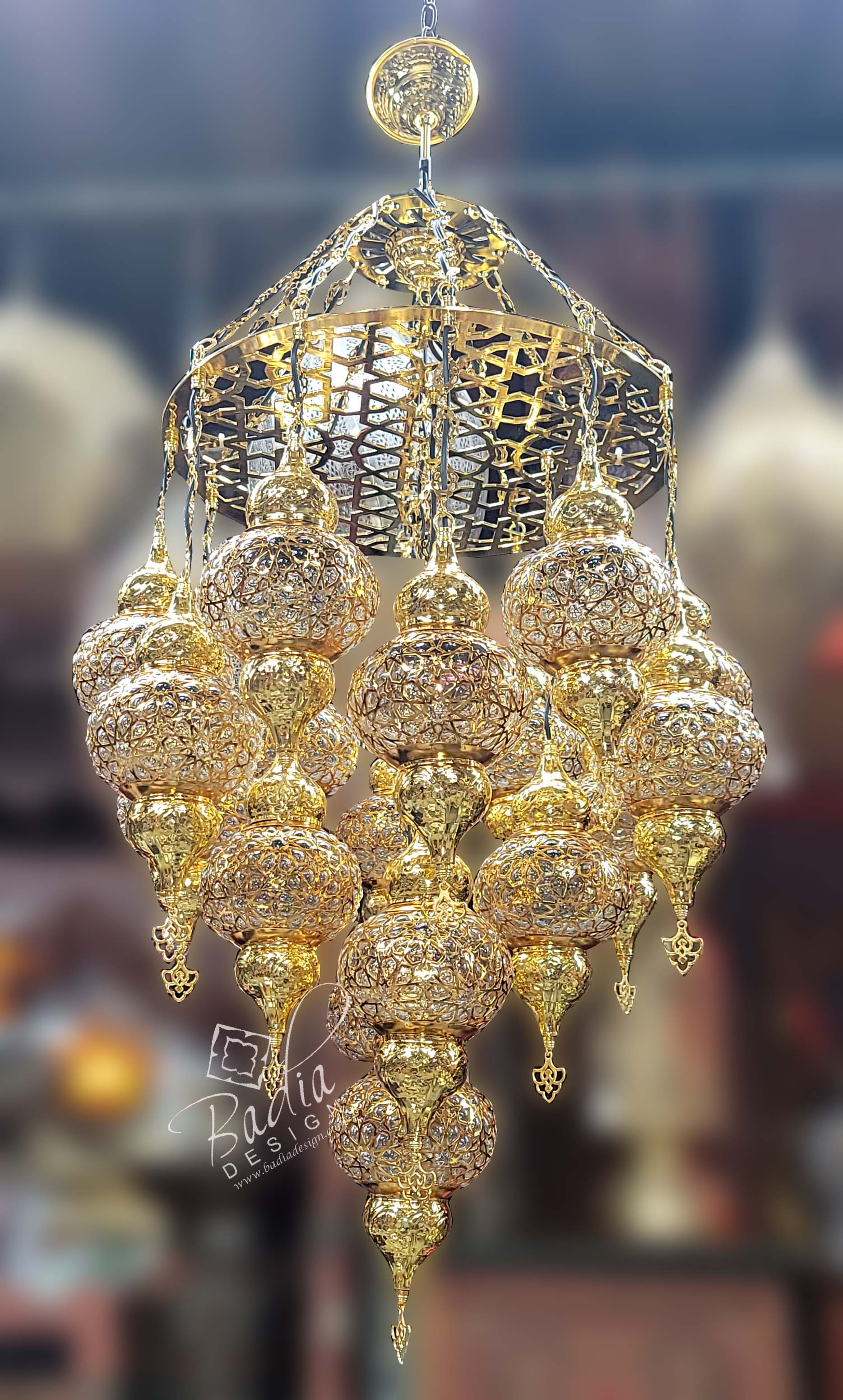 Turkish Chandelier with Clear Glass Brass from Badia Design Los 5420 Vineland Ave., North Hollywood, CA 1601, Latitude: 34.169138, Longitude: -118.370080 | Visit our site www.badiadesign.com for more info.